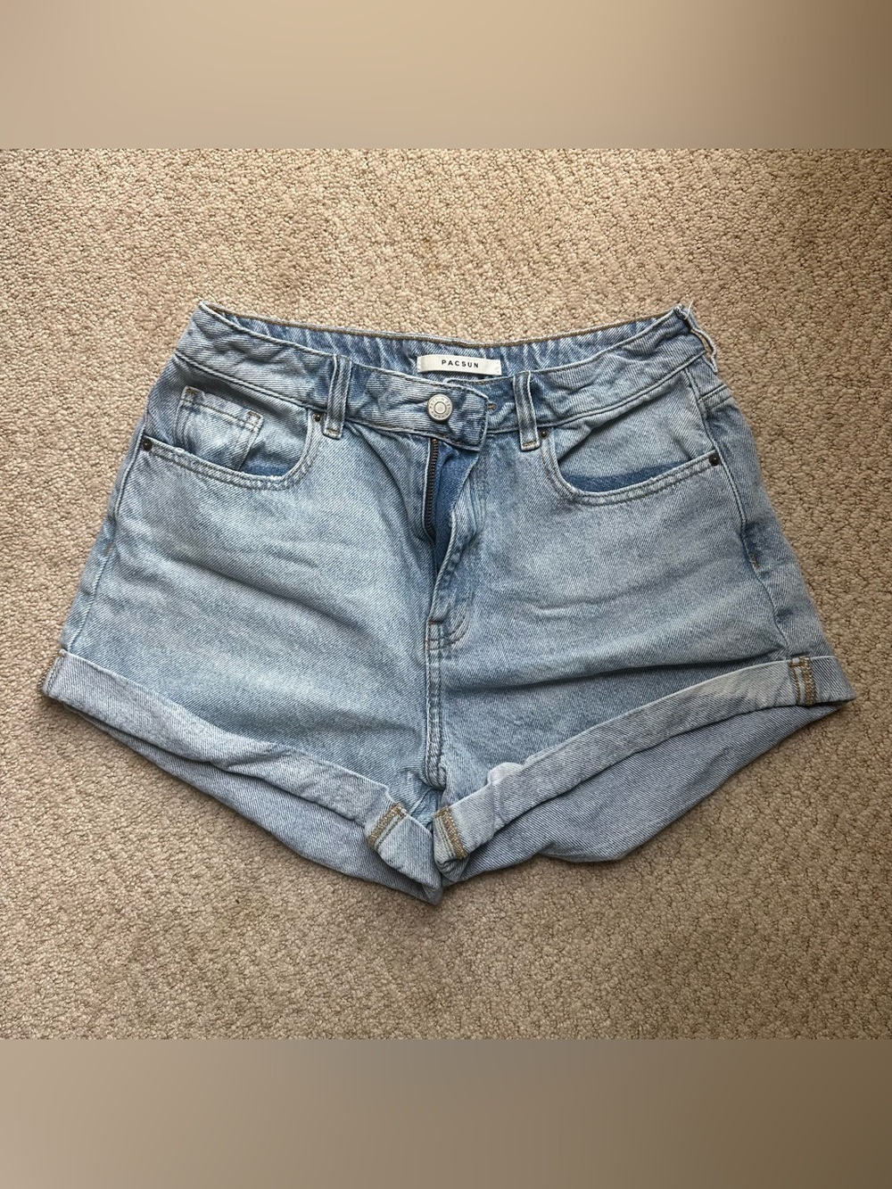PacSun Light Wash High-Rise Rolled Hem Denim Shorts